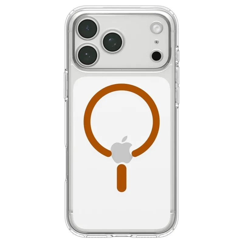 Spigen Ultra Hybrid Mag MagSafe – dėklas, skirtas iPhone 18 Pro / 17 Pro (skaidrus / oranžinis)