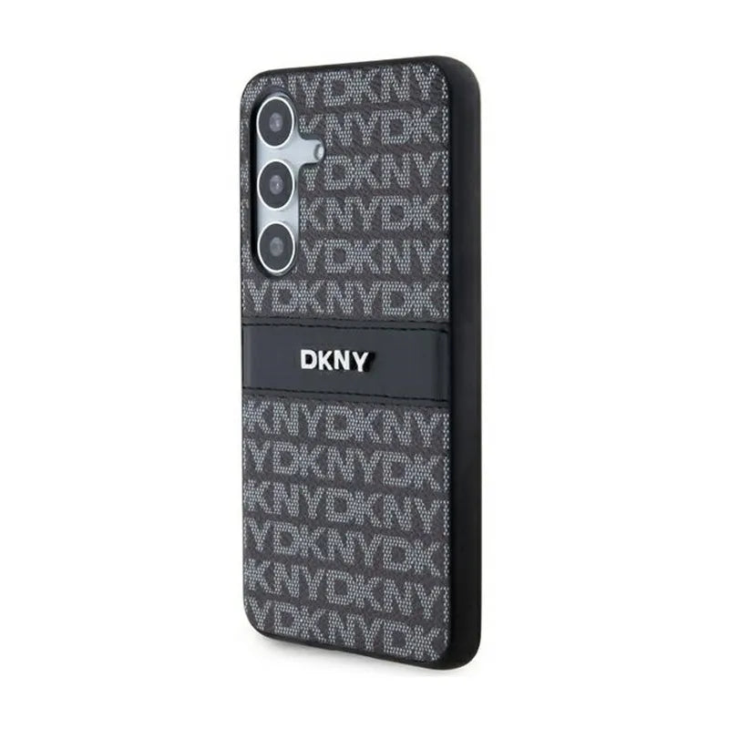 DKNY Leather Mono Stripe & Metal Logo – Samsung Galaxy S24 dėklas (juodas)