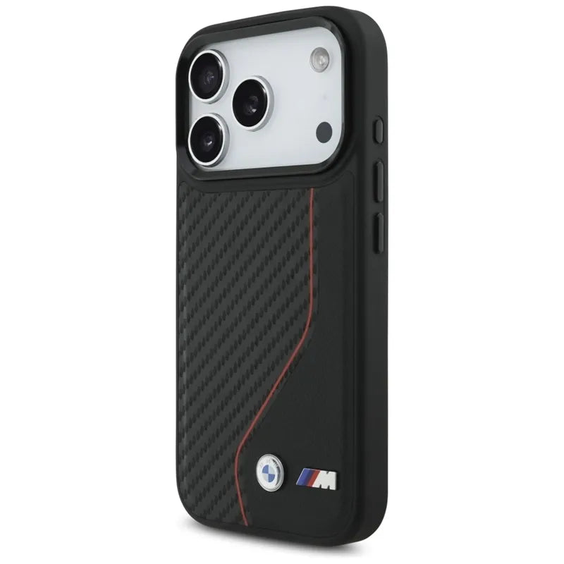 BMW M Carbon Line & Logo MagSafe - Dėklas iPhone 17 Pro (raudonas)