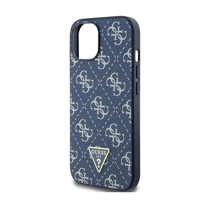Guess 4G Triangle Metal Logo – dėklas iPhone 15 Plus (mėlynas)