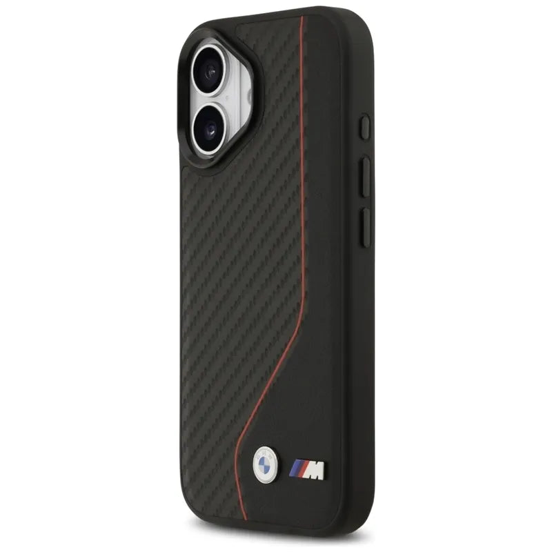 BMW M Carbon Line & Logo MagSafe – dėklas iPhone 17 (raudonas)