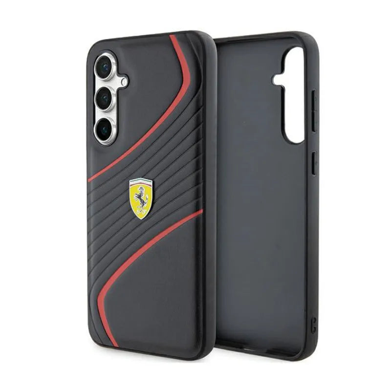 Ferrari Twist Metal Logo – Samsung Galaxy S23 FE dėklas (juodas)