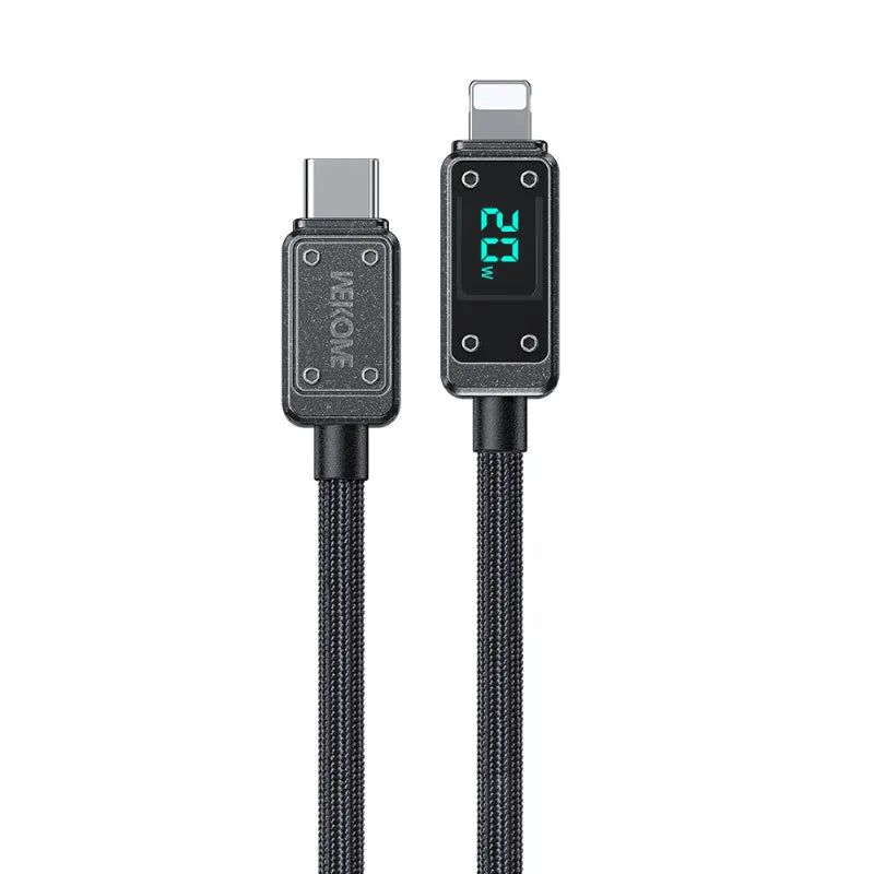 WEKOME WDC-08 Vanguard Series – USB-C į Lightning greitojo įkrovimo PD 20W 1m jungiamasis laidas (tamsiai pilkas)