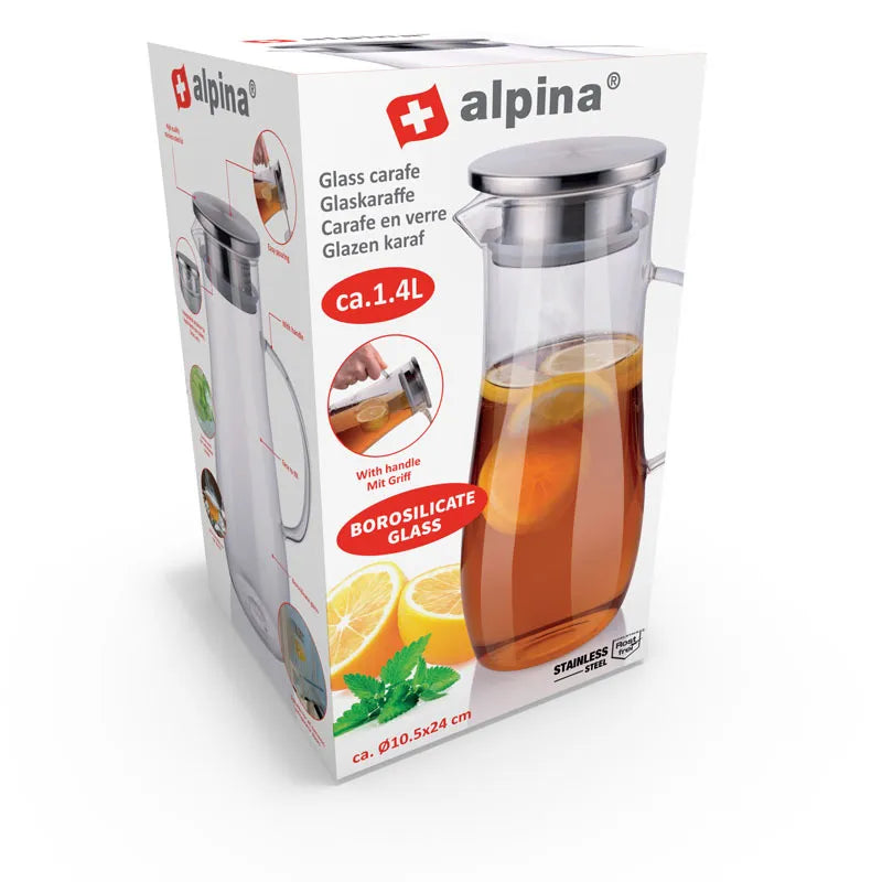 Alpina - Stiklinis grafinas su rankena iš borosilikatinio stiklo, 1,4 l