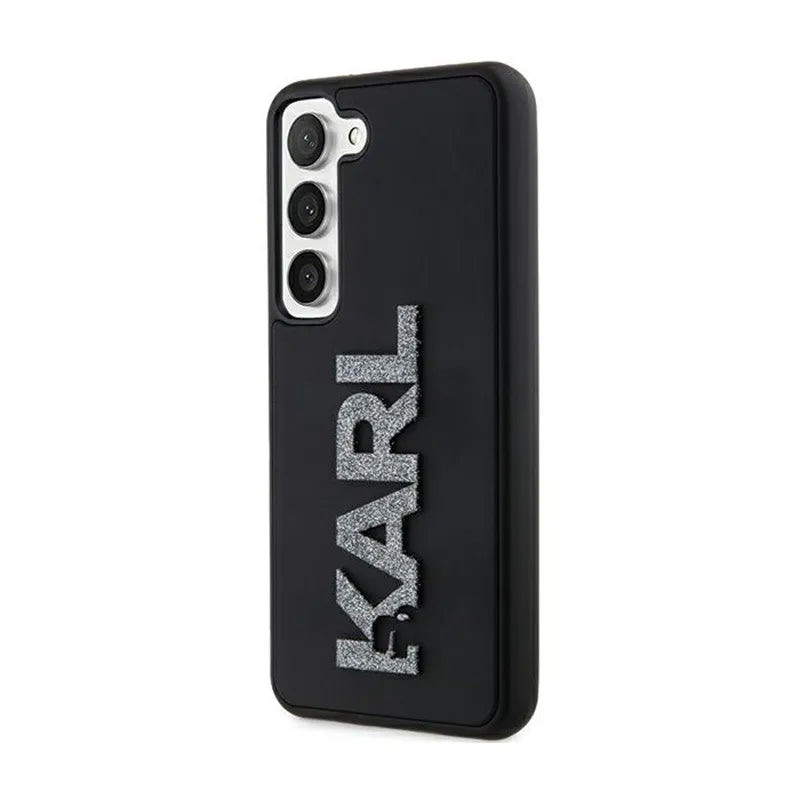 Karl Lagerfeld 3D Rubber Glitter Logo – Samsung Galaxy S23 dėklas (juodas)