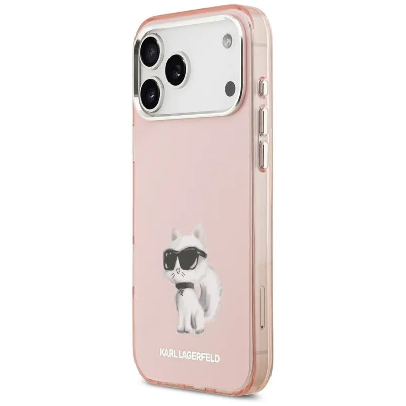 Karl Lagerfeld IML Aquarelle Choupette & Logo MagSafe - Dėklas iPhone 17 Pro Max (rožinis)