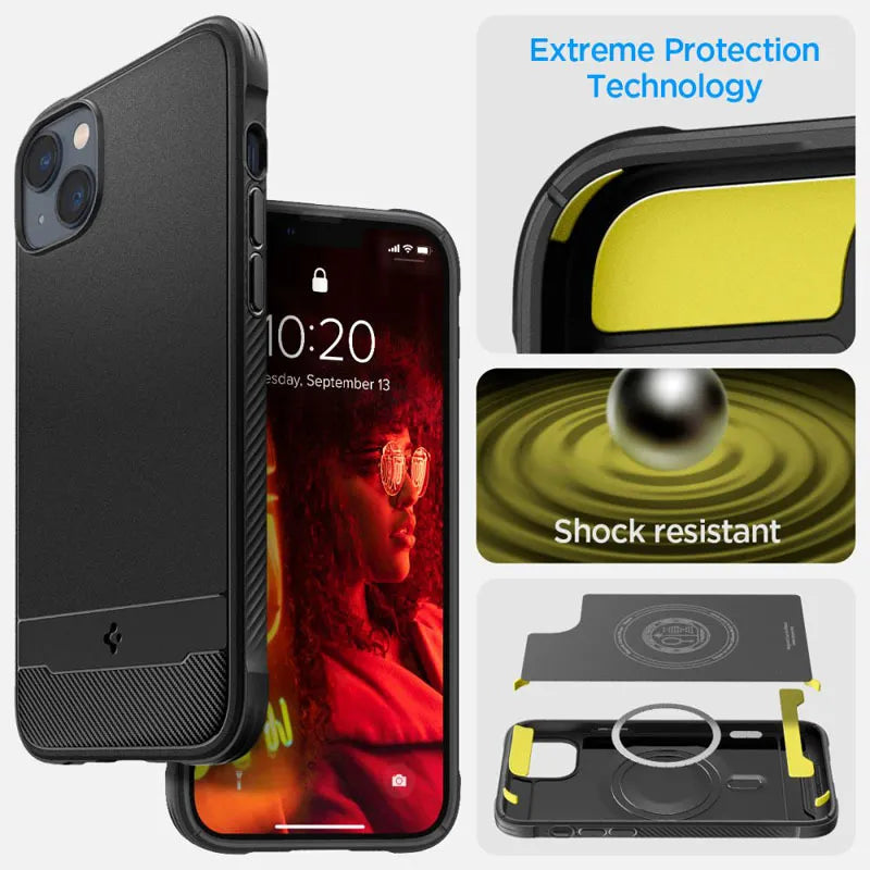 Spigen Rugged Armor Mag MagSafe – dėklas iPhone 14 (juodas)