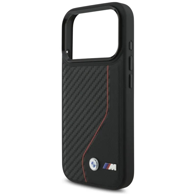 BMW M Carbon Line & Logo MagSafe - Dėklas iPhone 17 Pro (raudonas)