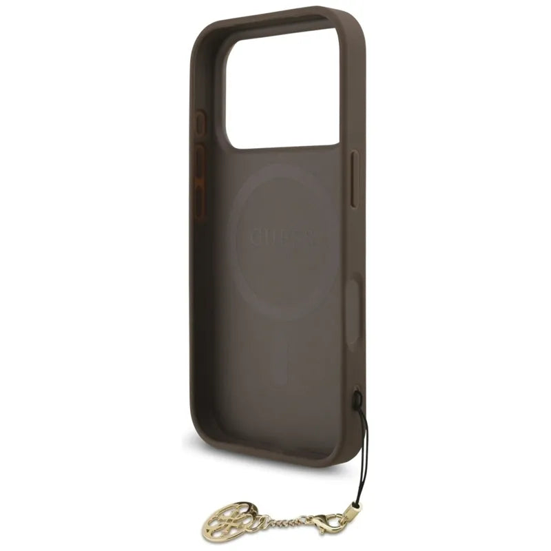 Guess 4G Charms Collection MagSafe – iPhone 17 Pro dėklas (rudas)