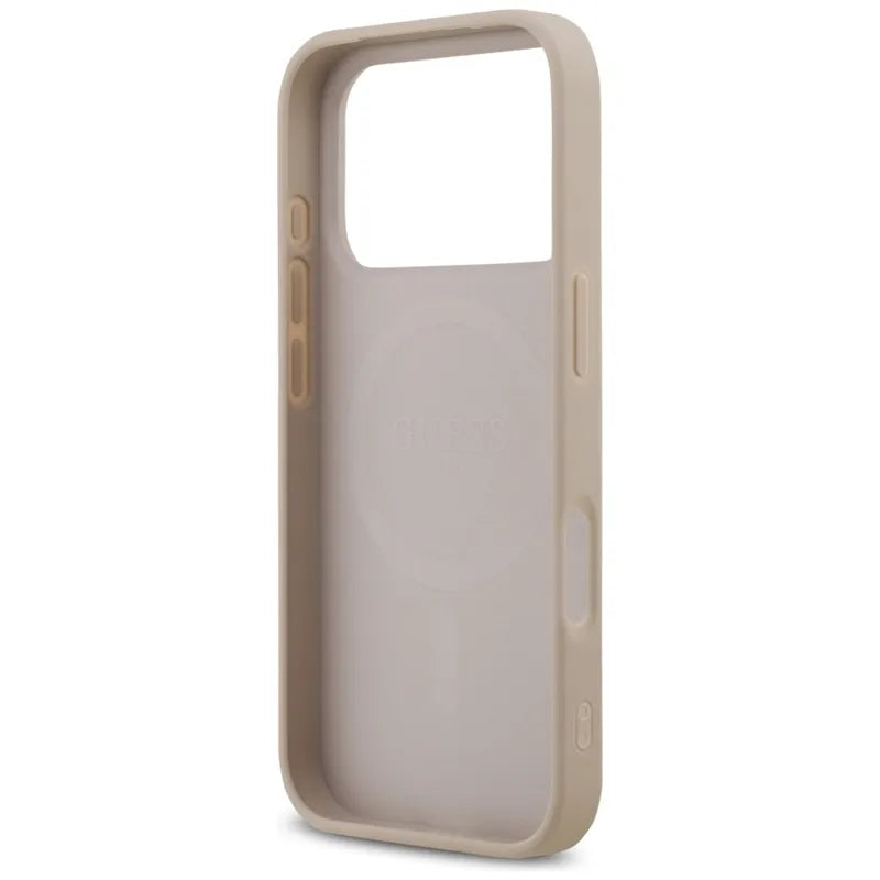 „Guess 4G Printed Stripes MagSafe“ – dėklas „iPhone 17 Pro“ (rožinis)