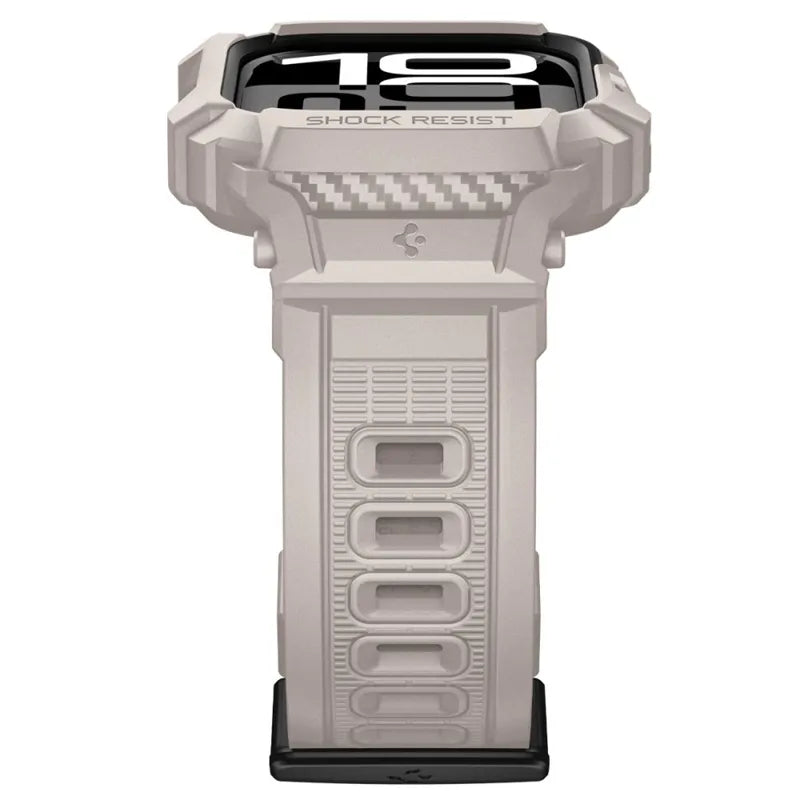 Spigen Rugged Armor Pro V2 – dirželis su dėklu Apple Watch 10/11 42mm (Dune Beige)