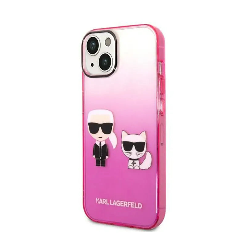 Karl Lagerfeld Gradient Ikonik Karl & Choupette – Dėklas, skirtas iPhone 14 Plus (rožinis)