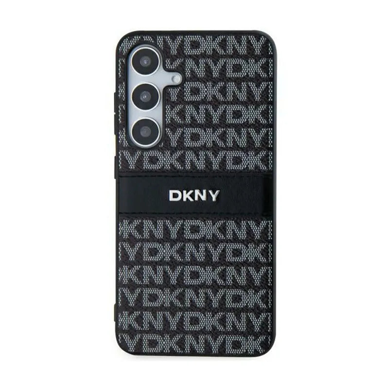 DKNY Leather Mono Stripe & Metal Logo – Samsung Galaxy S24 dėklas (juodas)