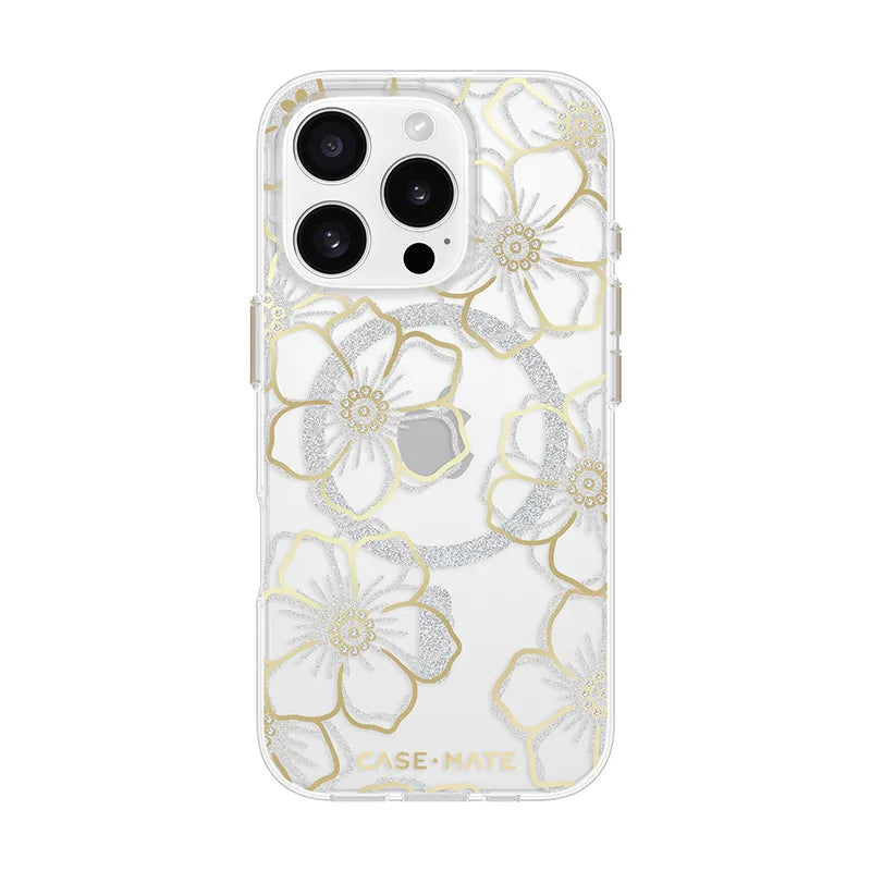 Case-Mate Floral Gems MagSafe – dėklas iPhone 16 Pro (auksinis)