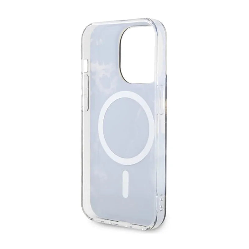 Guess Golden Marble MagSafe - Dėklas iPhone 14 Pro (Juodas)