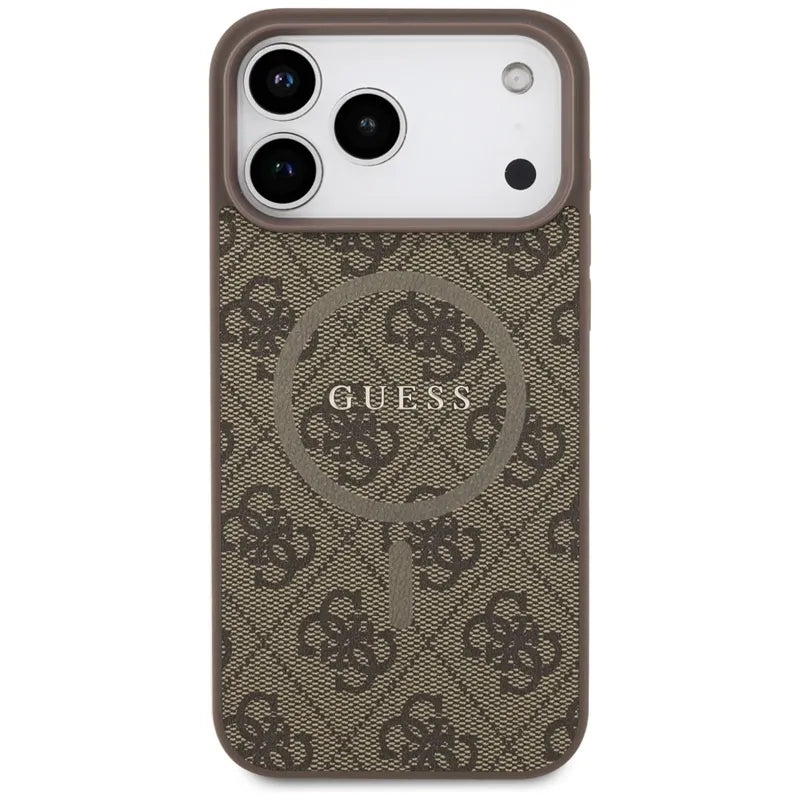 Guess 4G Ring Classic Logo MagSafe – dėklas iPhone 17 Pro Max (rudos spalvos)
