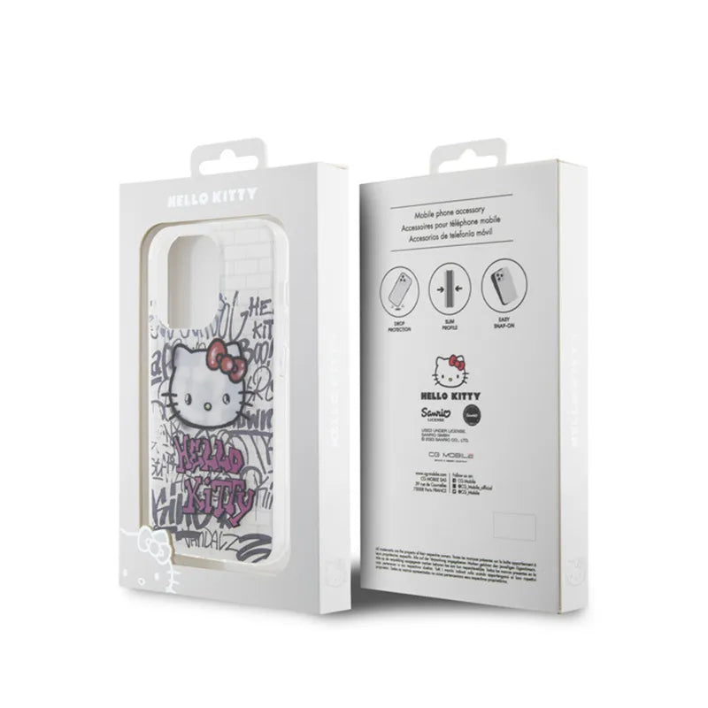 Hello Kitty IML Kitty On Bricks Graffiti – dėklas iPhone 14 Pro Max (baltas)