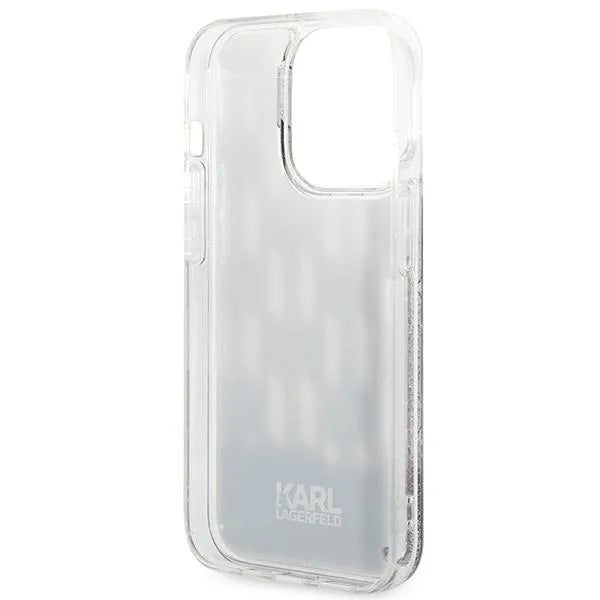 Karl Lagerfeld Monogram Liquid Glitter – Dėklas iPhone 14 Pro (juodas)