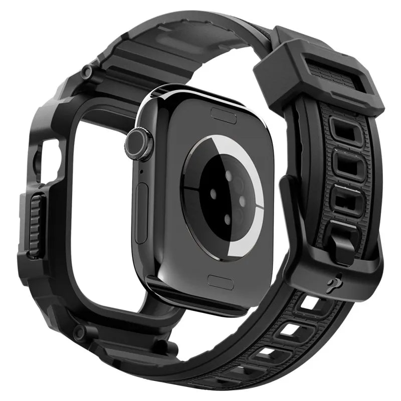 „Spigen Rugged Armor Pro“ – apyrankė su dėklu, skirta „Apple Watch 12“, 42 mm (matinė juoda)