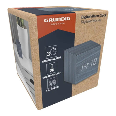Grundig – Skaitmeninis LED žadintuvas su termometru ir kalendoriumi (mėlynas)