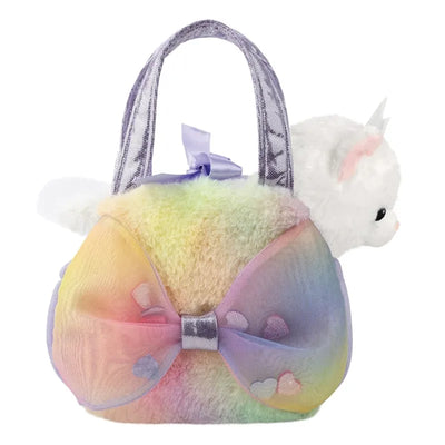 Fancy Pals – pliušinė katytė „Big Bow Princess“ su sidabrine karūna spalvingame krepšyje, 20 cm, ekologiška