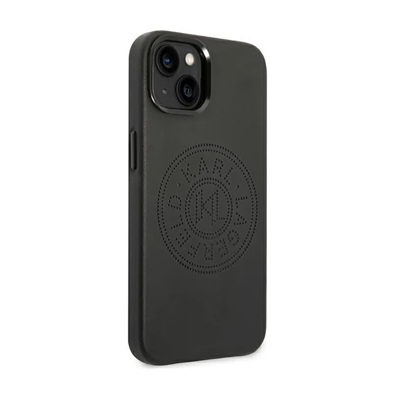 Karl Lagerfeld Leather Perforated Logo dėklas – dėklas iPhone 14 Plus (juodas)