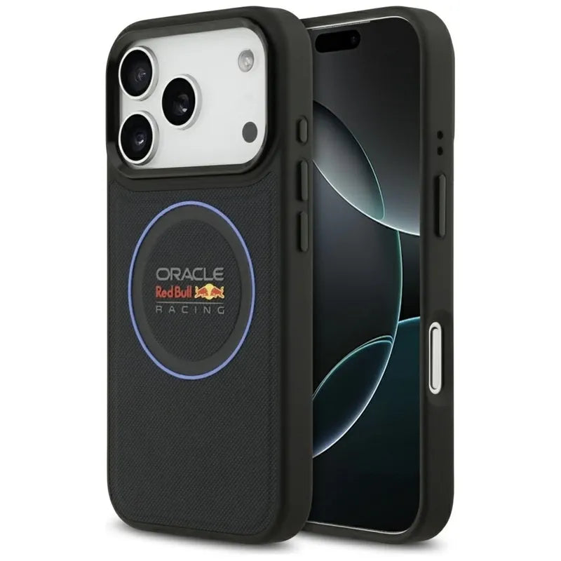 Red Bull Meshed Blue Ring & Metal Buttons MagSafe – iPhone 17 Pro dėklas (tamsiai mėlynas)