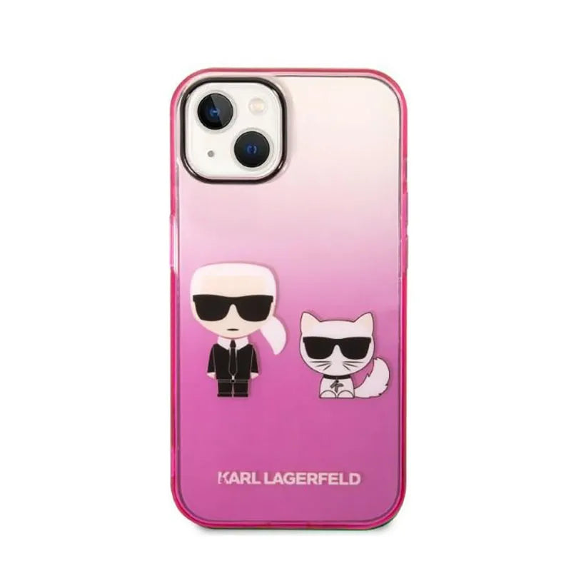 Karl Lagerfeld Gradient Ikonik Karl & Choupette – Dėklas, skirtas iPhone 14 Plus (rožinis)