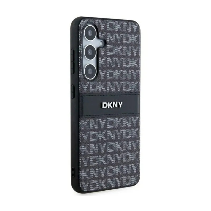 DKNY Leather Mono Stripe & Metal Logo – Samsung Galaxy S24 dėklas (juodas)