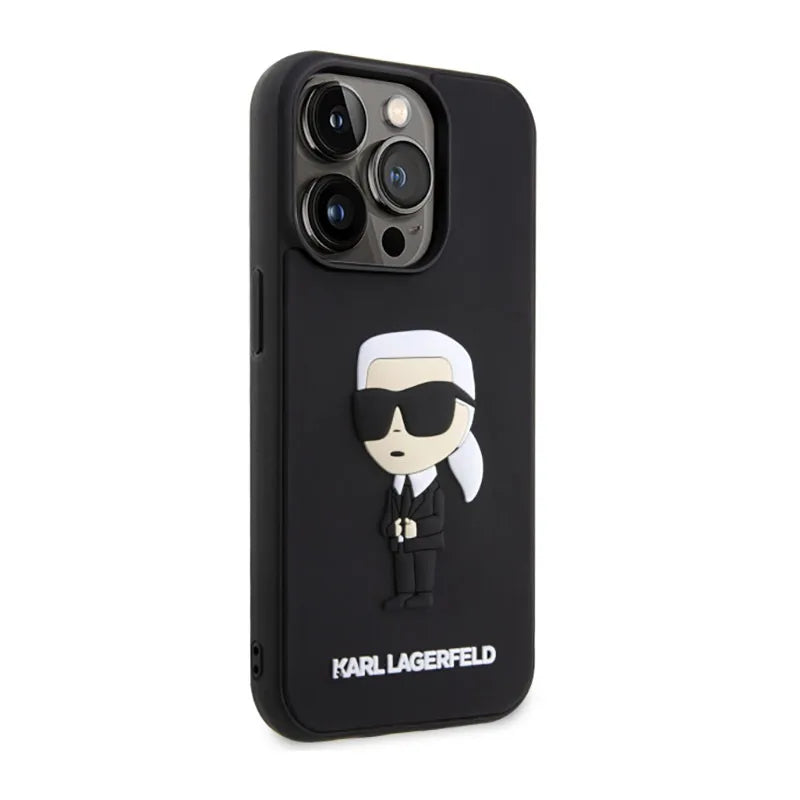 Karl Lagerfeld 3D Rubber NFT Ikonik – dėklas iPhone 14 Pro (juodas)