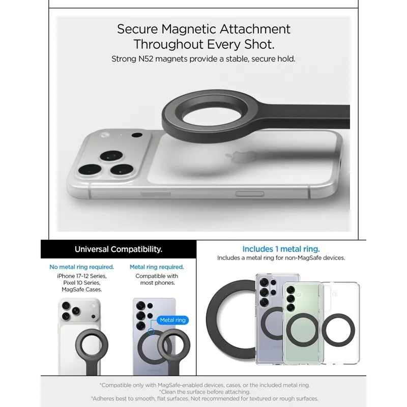 Spigen S582W MagSafe Bluetooth asmenukių lazda-trikojis – išmaniojo telefono trikojis / asmenukių lazdos laikiklis (juodas)