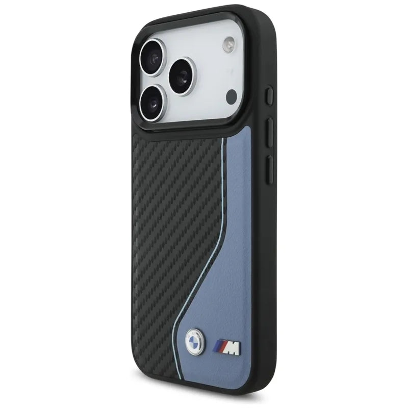 BMW M Carbon Logo MagSafe – Dėklas iPhone 17 Pro (mėlynas)