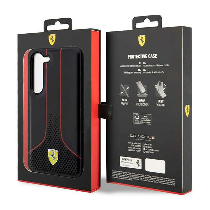 „Ferrari Perforated 296P Collection“ – Dėklas „Samsung Galaxy S23“ (juodas)