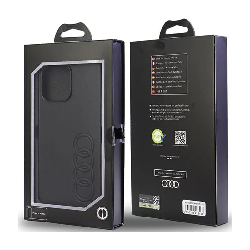 Audi Synthetic Leather – dėklas iPhone 14 Pro Max (juodas)