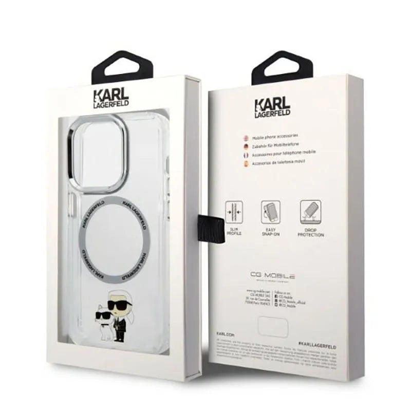 Karl Lagerfeld IML NFT Karl & Choupette MagSafe – dėklas iPhone 14 Pro (skaidrus)