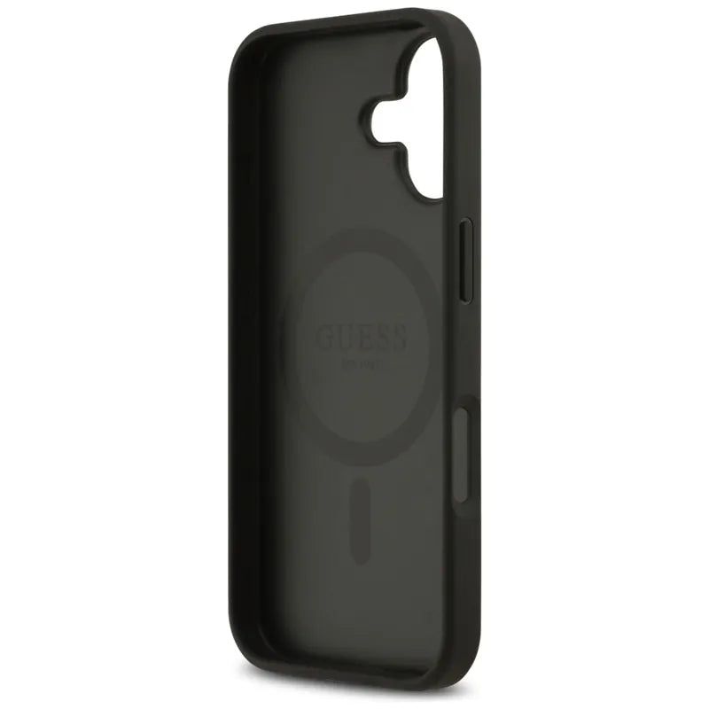 Guess 4G Circle Classic Logo MagSafe – Dėklas iPhone 17 (Juodas)