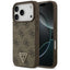„Guess Leather 4G Triangle Strass MagSafe“ – dėklas „iPhone 17 Pro“ (rudas)