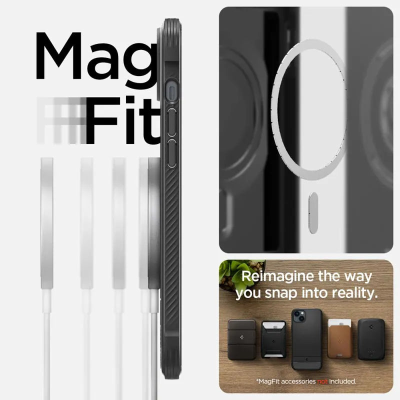 Spigen Rugged Armor Mag MagSafe – dėklas iPhone 14 (juodas)