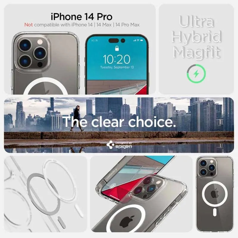 Spigen Ultra Hybrid Mag MagSafe – dėklas skirtas iPhone 14 Pro (baltas)