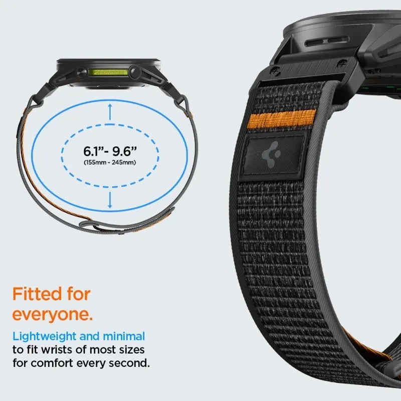 Spigen Athlex Air – „Garmin QuickFit“ dirželis 22 mm (Active Black / Orange)