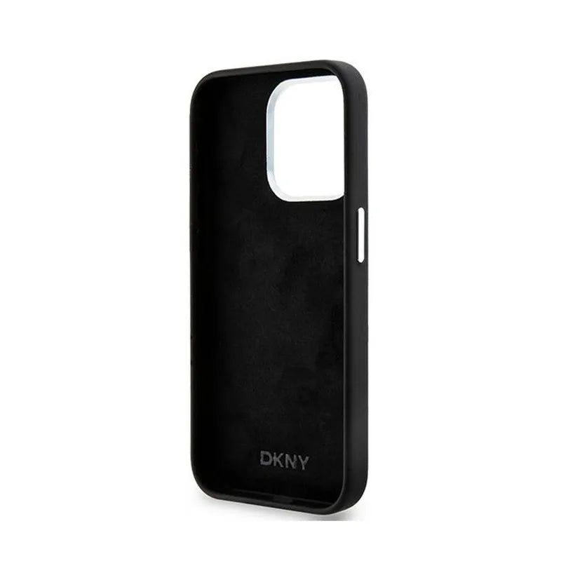 DKNY Liquid Silicone Small Metal Logo MagSafe - dėklas iPhone 15 Pro (juodas)