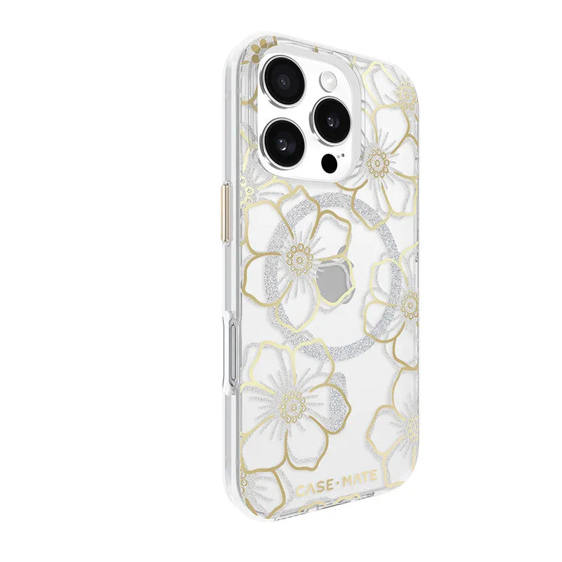 Case-Mate Floral Gems MagSafe – dėklas iPhone 16 Pro (auksinis)