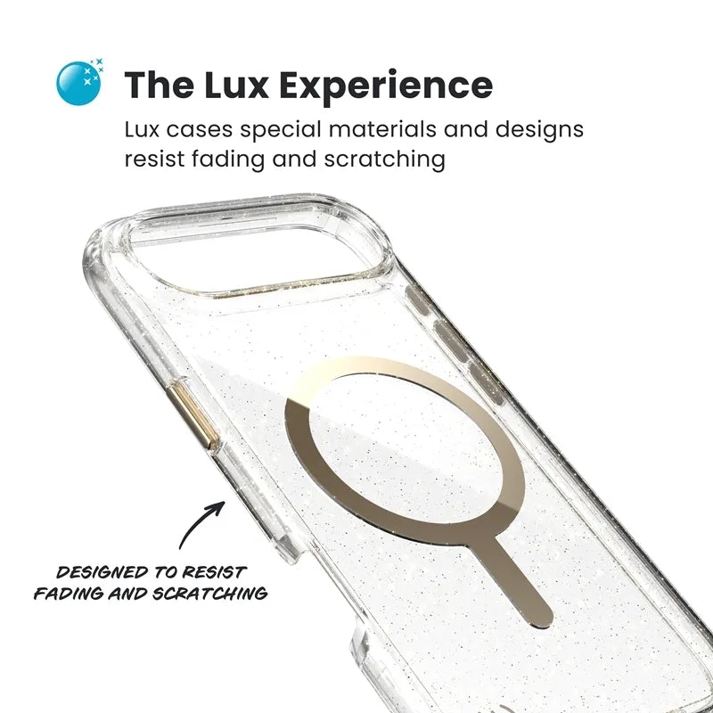 Speck Presidio Lux MagSafe - iPhone Air dėklas (blizgučiai / auksinis metalikas)