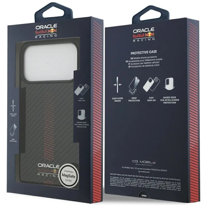 Red Bull Kevlar Powerbar MagSafe – dėklas iPhone 17 Pro Max (juodas)