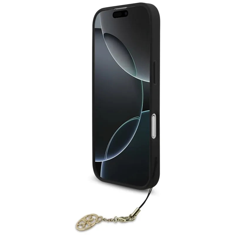 Guess 4G Charms Collection MagSafe – dėklas iPhone 17 (juodas)