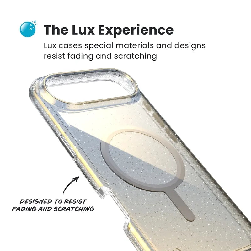 Speck Presidio Lux MagSafe - dėklas iPhone Air (Hyper Mirror Glitter / Silver Metallic)