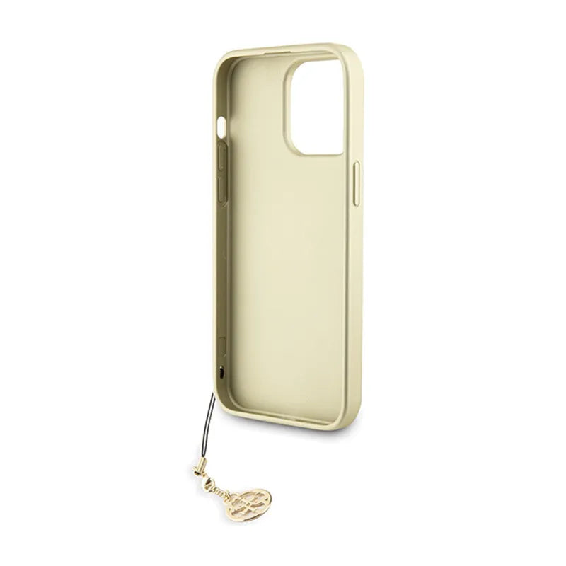 Guess 4G Charms Collection dėklas, skirtas iPhone 15 Pro Max (pilkas)
