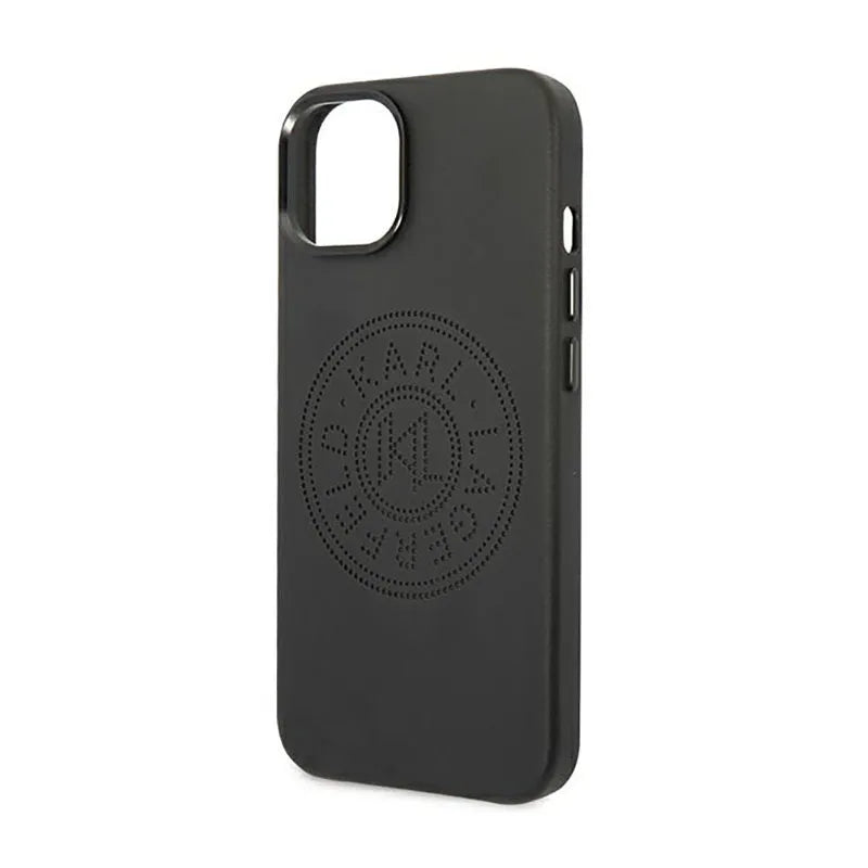 Karl Lagerfeld Leather Perforated Logo dėklas – dėklas iPhone 14 Plus (juodas)