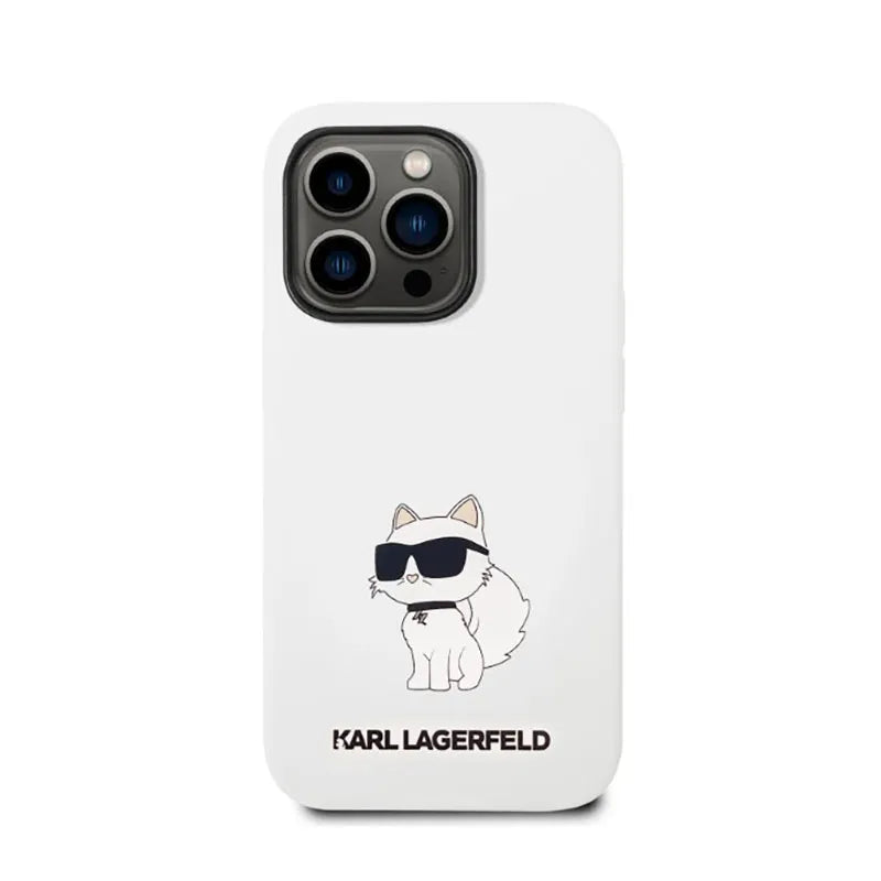 Karl Lagerfeld Silicone NFT Choupette – dėklas iPhone 14 Pro (baltas)