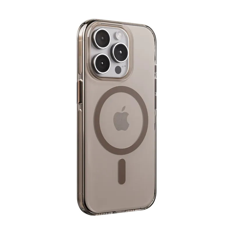 Crong Clear MAG Pro – MagSafe dėklas, skirtas iPhone 15 Pro (rudas)